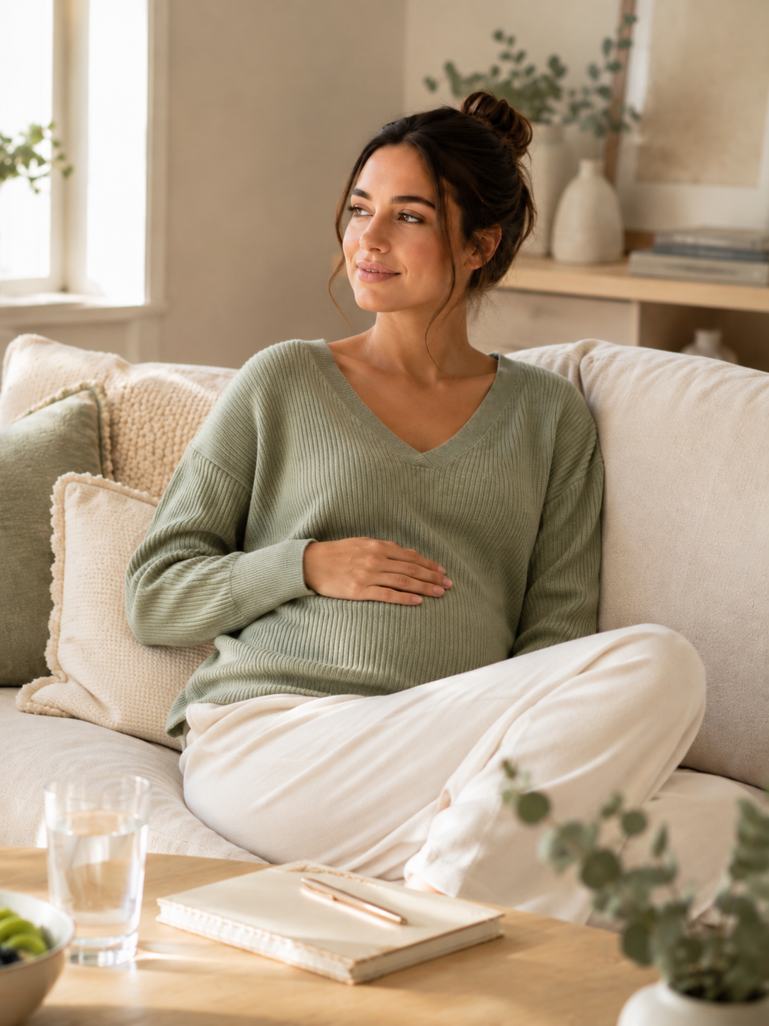 Woman resting during the first trimester of pregnancy